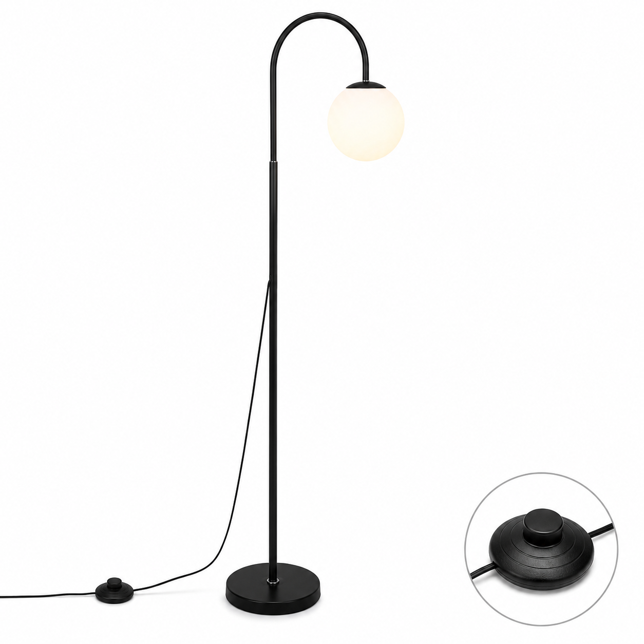 Black LED Floor Lamp with 3 Colour Modes – Modern Standing Reading Light